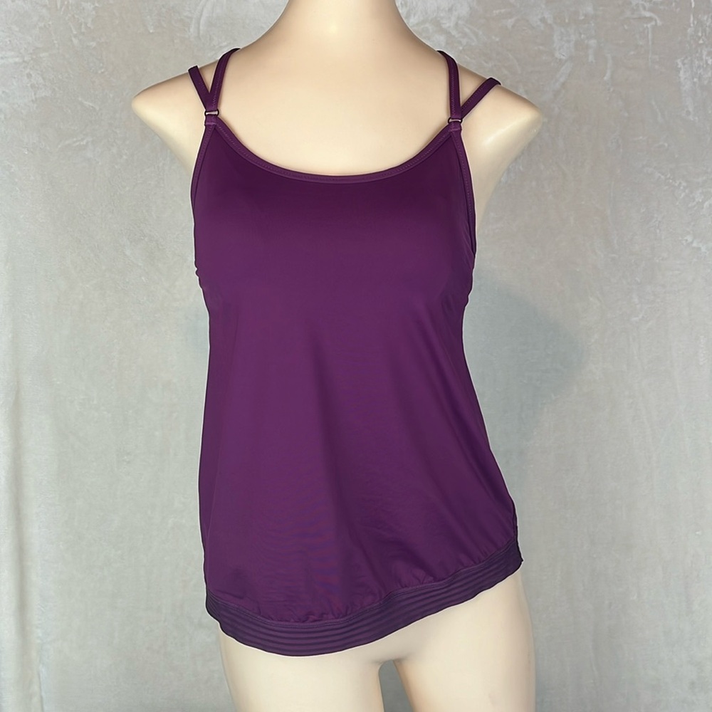 Athleta Cross Back Blousy Tankini, Burgundy SIZE 32 B/C Underwire NWOT